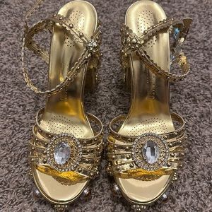 Azeala wang gold platform heels